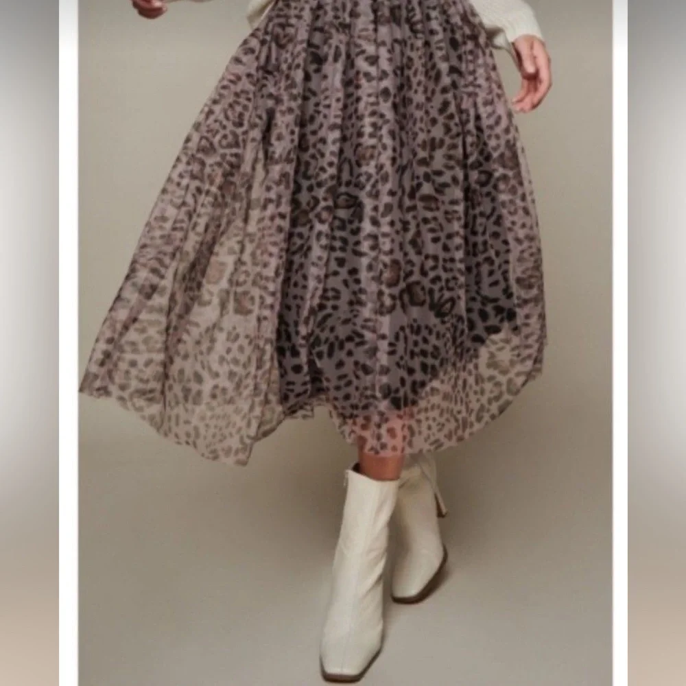 Dark l Leopard Mesh Skirt